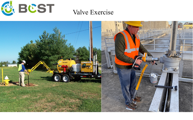 Homeowner using 36-inch T-handle to exercise buried main water valve quarterly