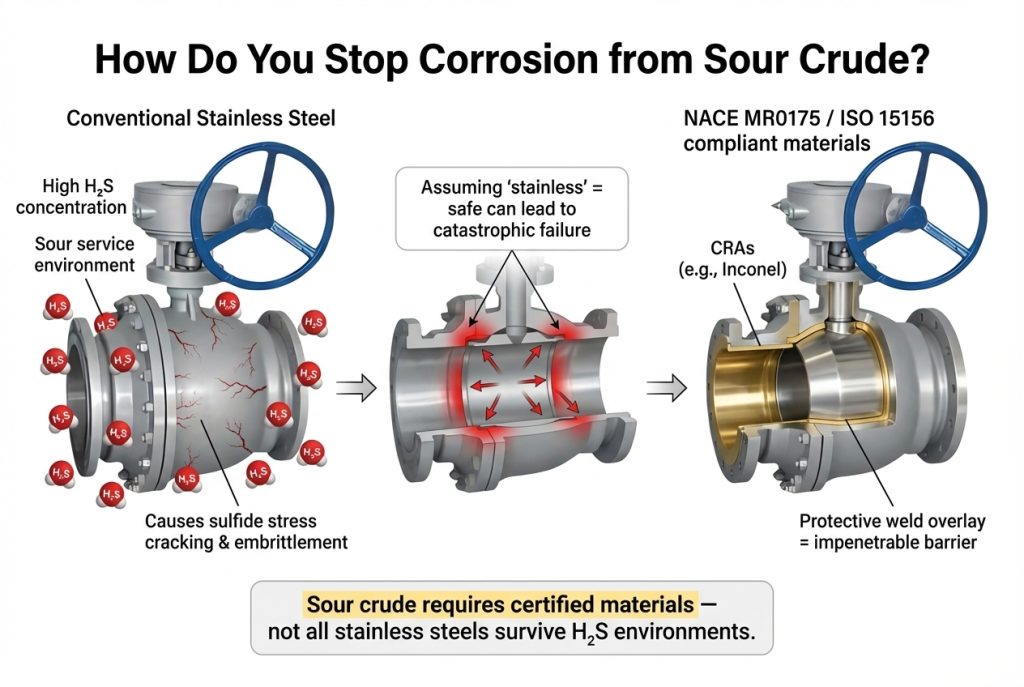 Close-up of an Inconel 625 weld overlay inside a valve body for sour service protection.