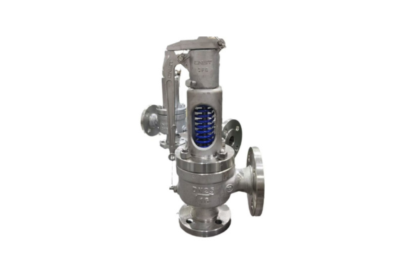A high-performance, spring-loaded safety relief valve ready for installation.