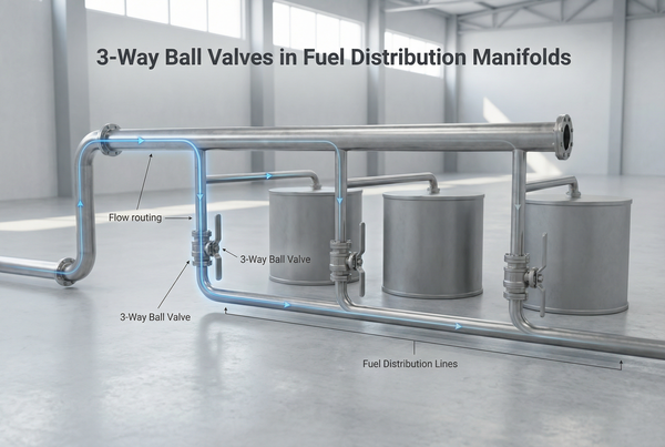 3-way ball valves in a fuel distribution manifold