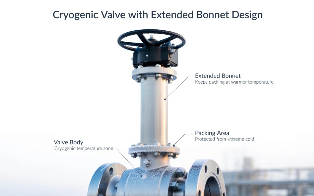 Cryogenic Ball Valve with extended bonnet design