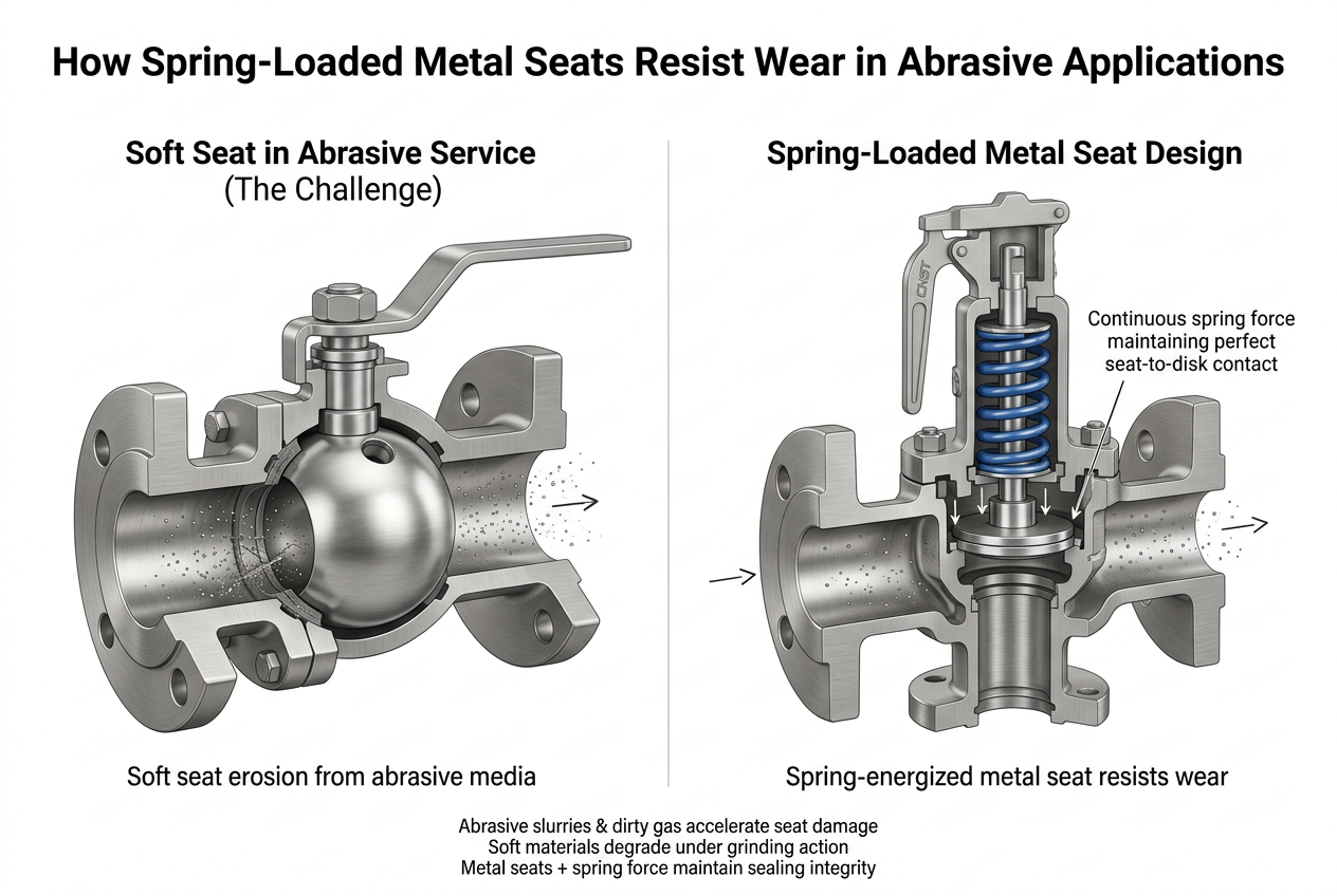 Cross-section of a metal-seated ballad valve designed for abrasive slurry