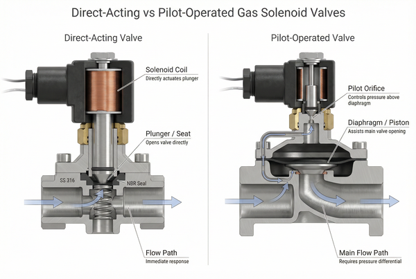 direct-acting vs pilot-operated gas solenoid valve