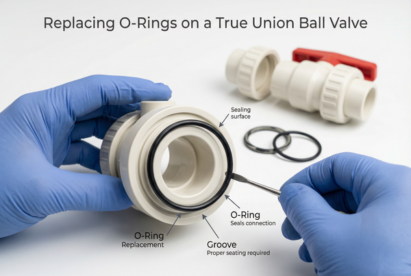 replacing o-rings on a true union valve