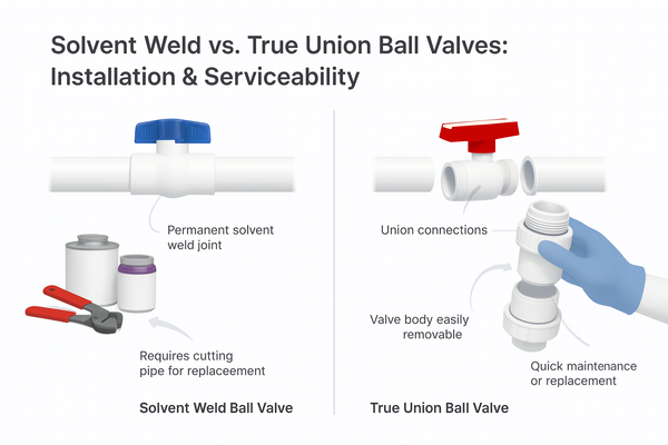 solvent weld ball valve vs true union ball valve