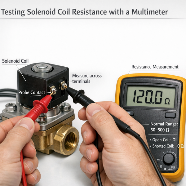 testing solenoid coil resistance with a multimeter