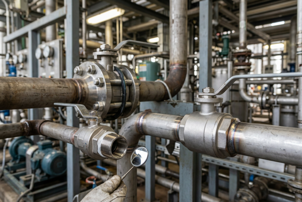Flanged threaded and socket weld end connections for retrofit high-pressure shut-off valves