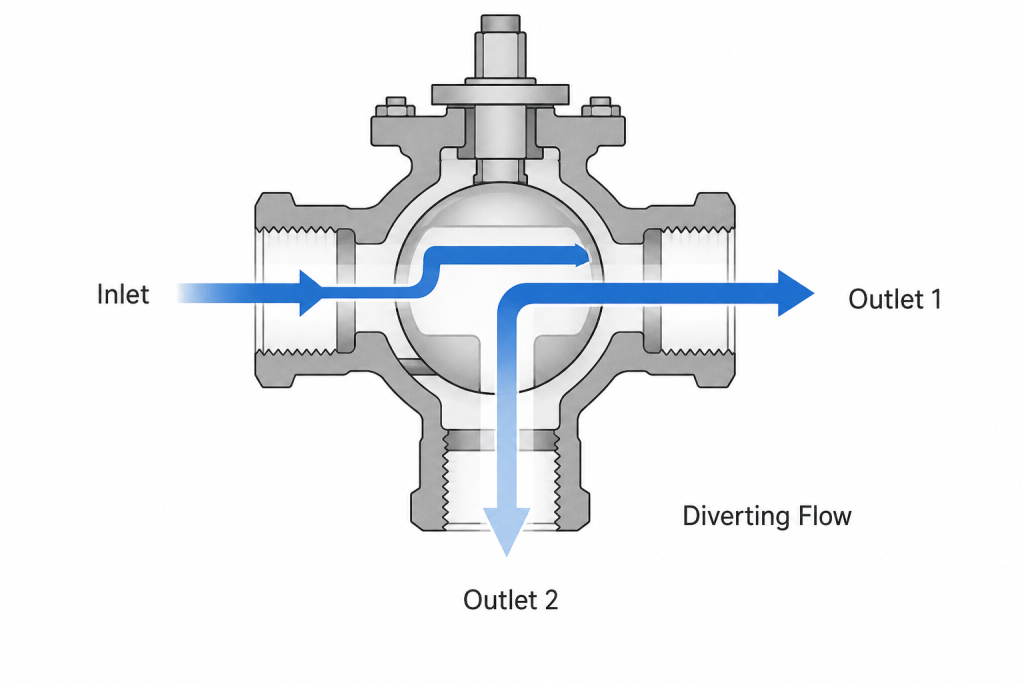 Flow Pattern of a 3 Way Diverting Valve
