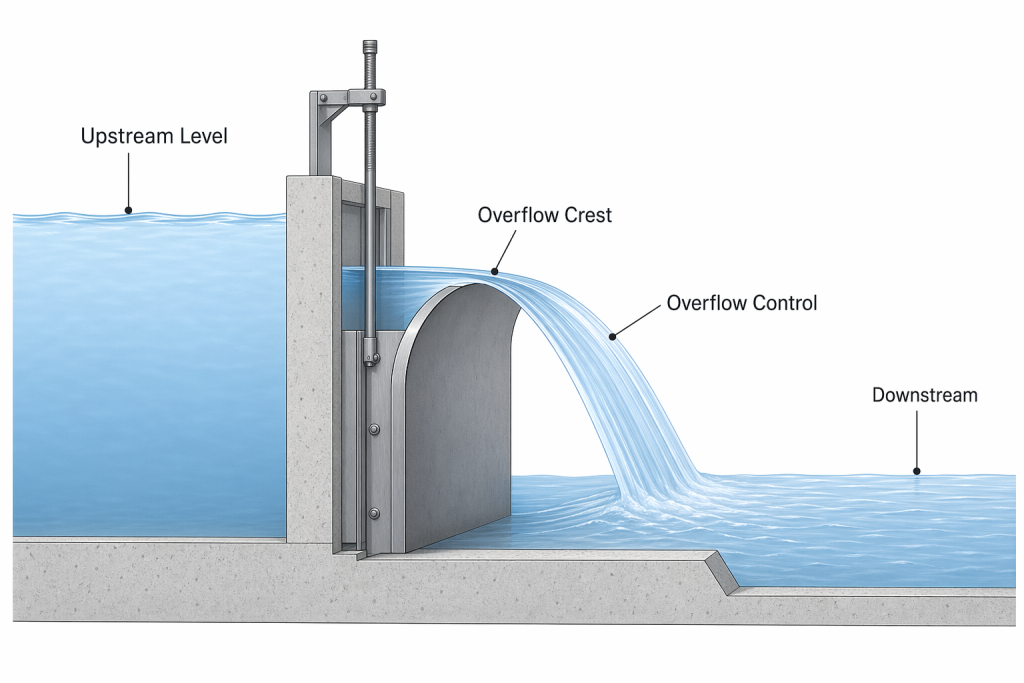 Typical Weir Gate Operation with Overflow Control