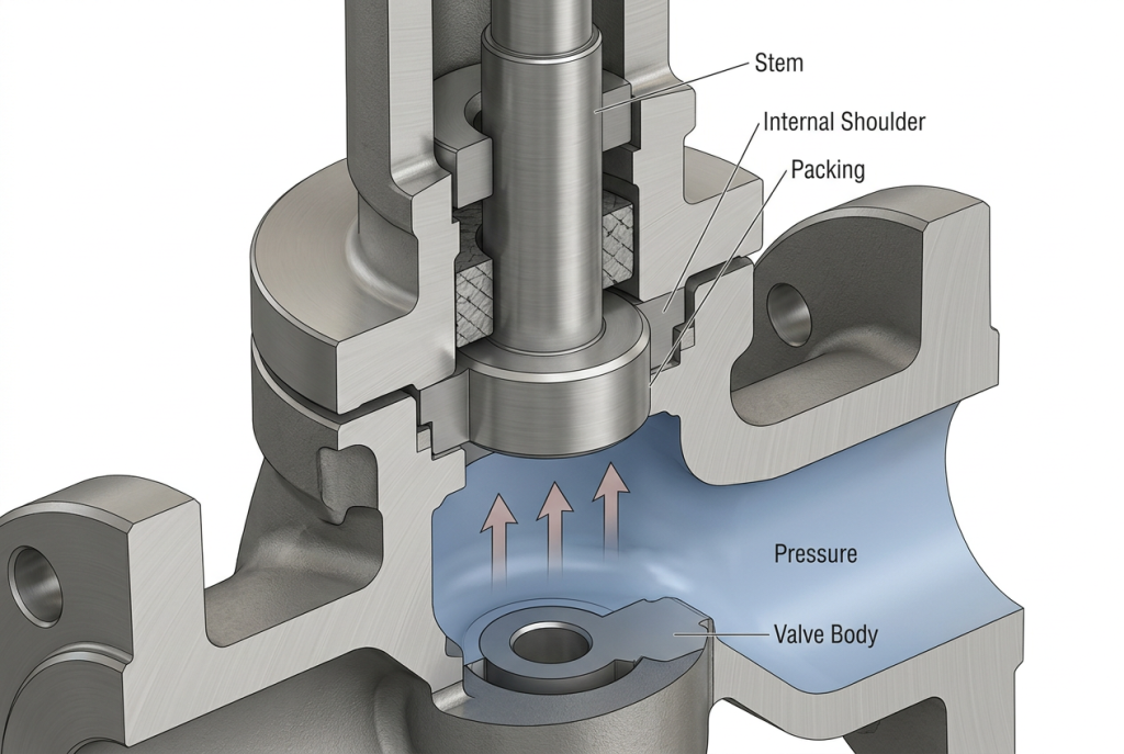 An anti-blowout stem design