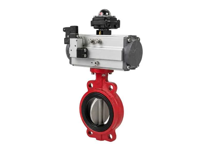 Pneumatic rubber lined butterfly valve