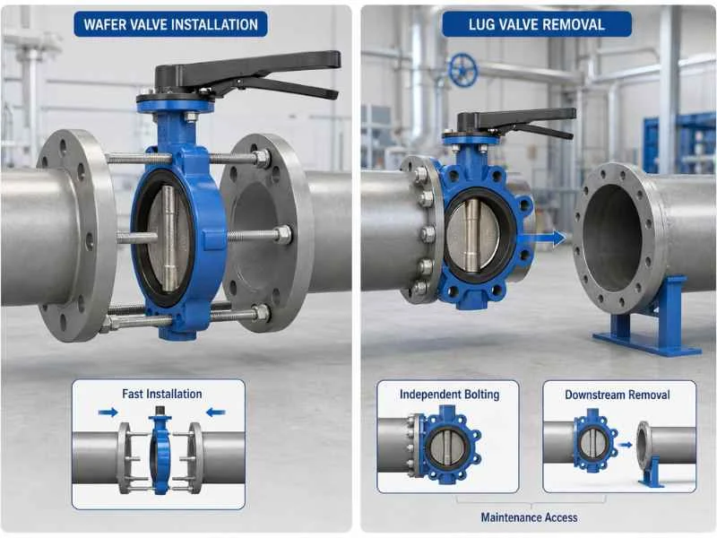 Wafer Valve Installation And Lug Valve Removal Process For Pipeline Maintenance Access