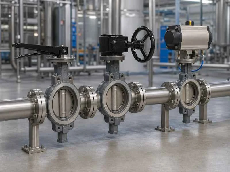 bcst-butterfly-valve-manual-gear-pneumatic-actuator-industrial-pipeline