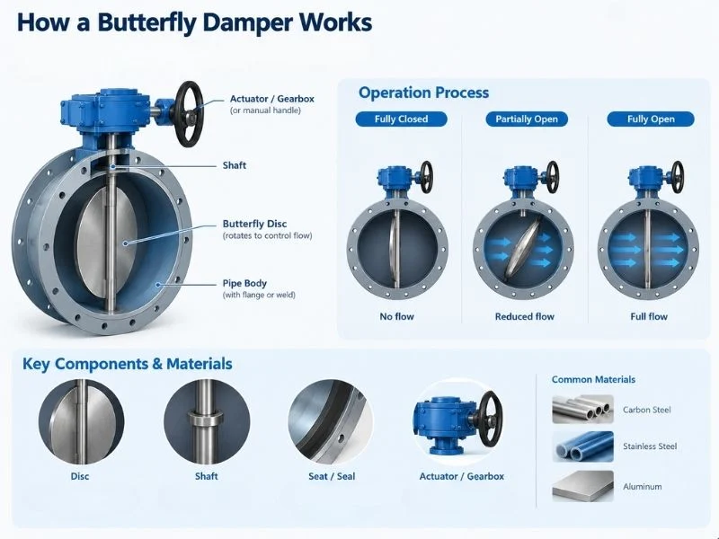 Butterfly damper operating principle
