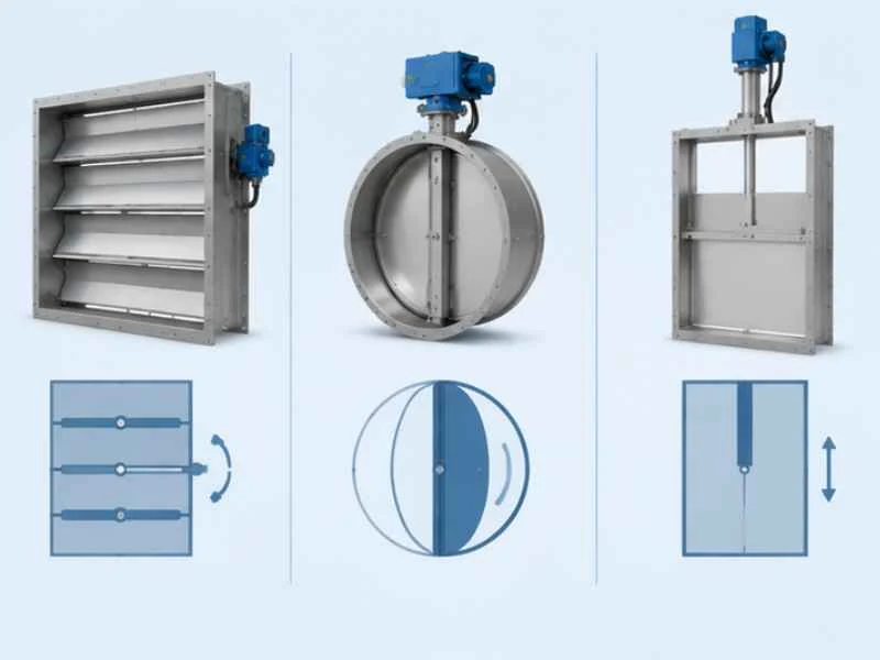 Industrial Air Dampers Louver Damper, Butterfly Damper, Slide Gate Damper Comparison