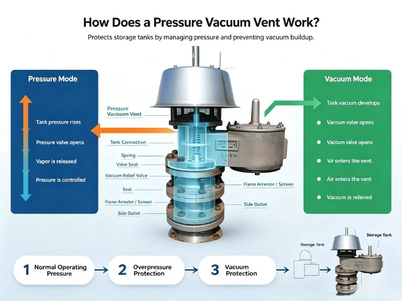Pressure vacuum vent working principle