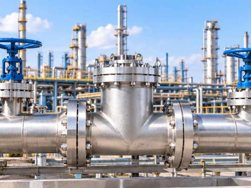 T-type strainer in an oil and gas facility