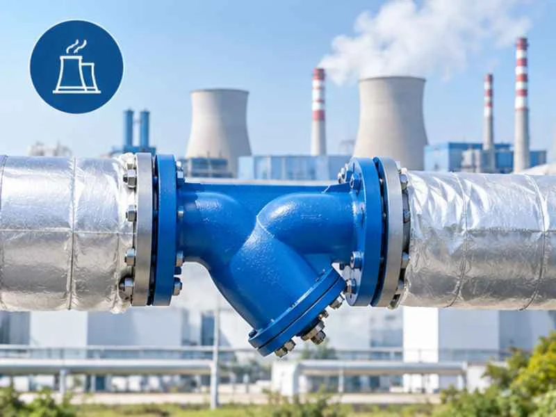 Y strainer in a steam pipeline