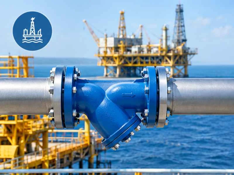 Y strainer in an oil and gas pipeline