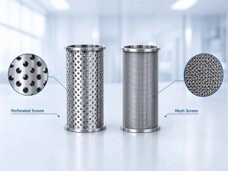 Y strainer perforated and mesh screens