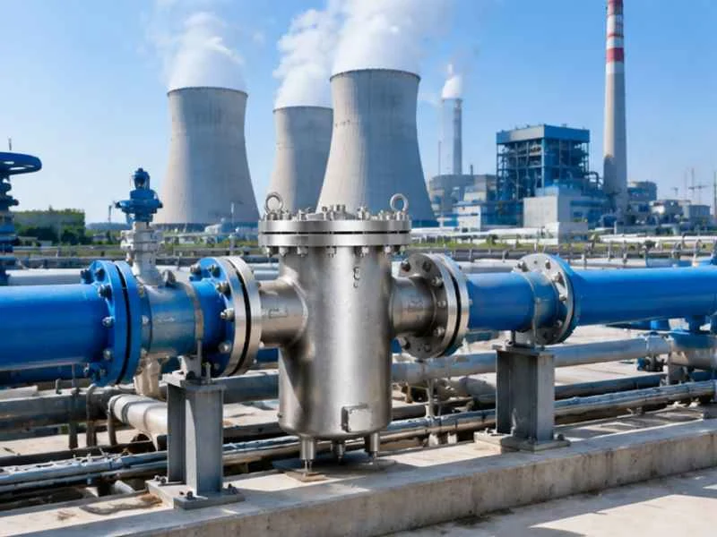 Basket strainer in a power plant