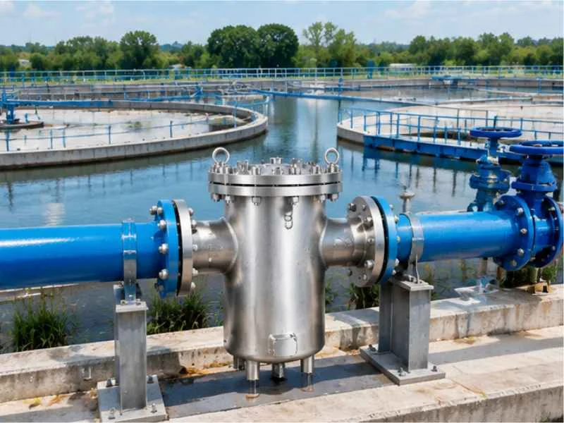 Basket strainer in a water treatment facility