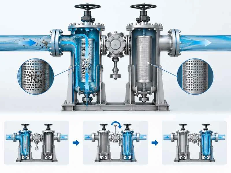Duplex strainer working principle