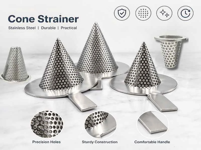 Factory inspection of a cone strainer