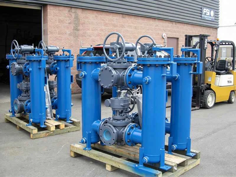 Factory testing of a duplex strainer