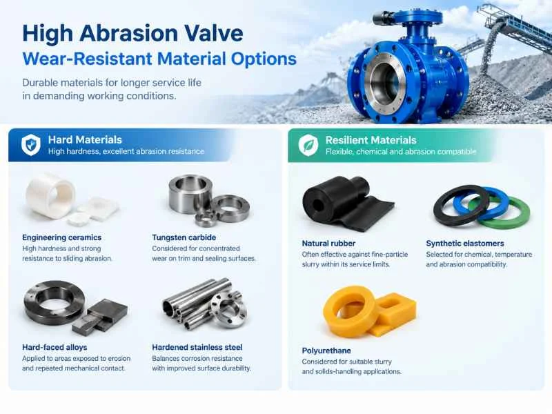 High abrasion valve material options