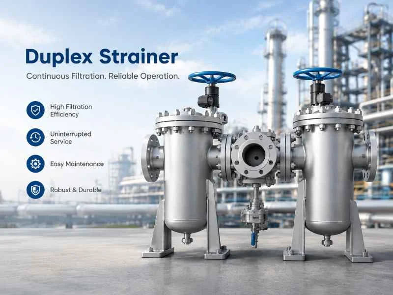Industrial duplex basket strainer