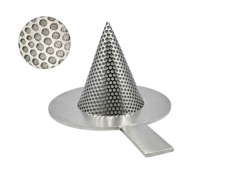 Mesh-lined cone strainer