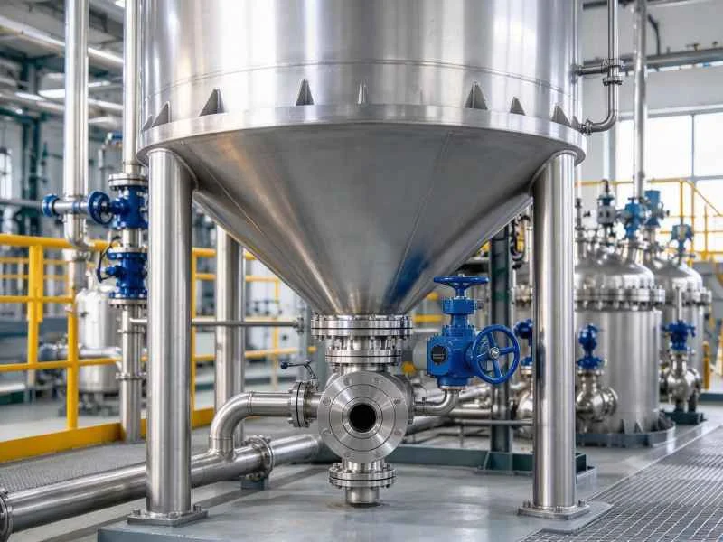Tank bottom valve on a process vessel