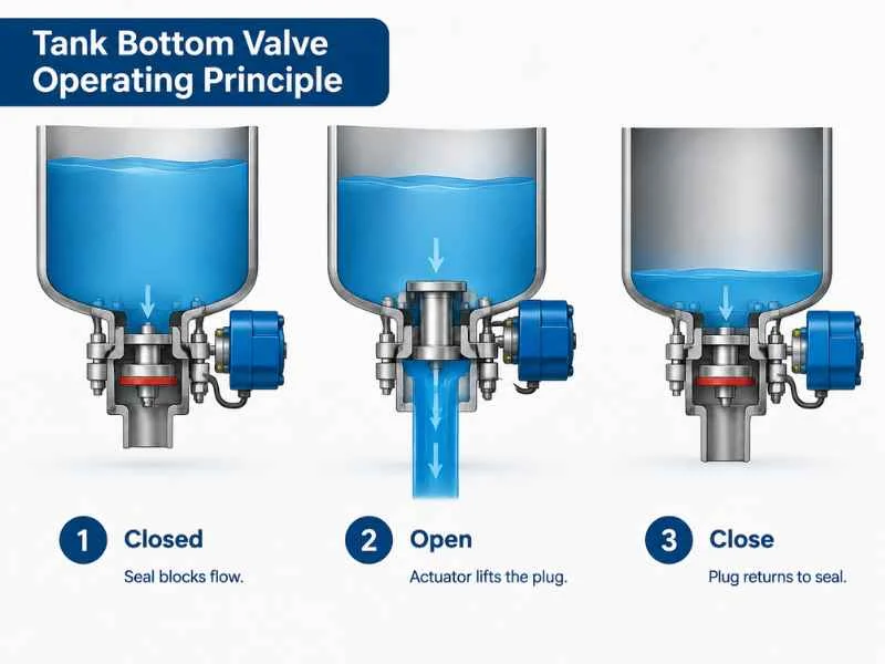 Tank bottom valve operating principle