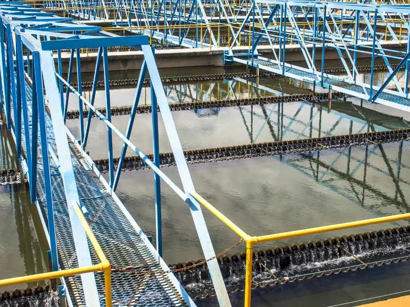 Tee strainer in a water treatment facility