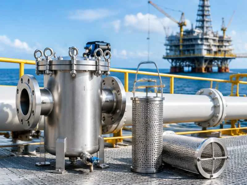 Temporary strainer in an oil and gas pipeline