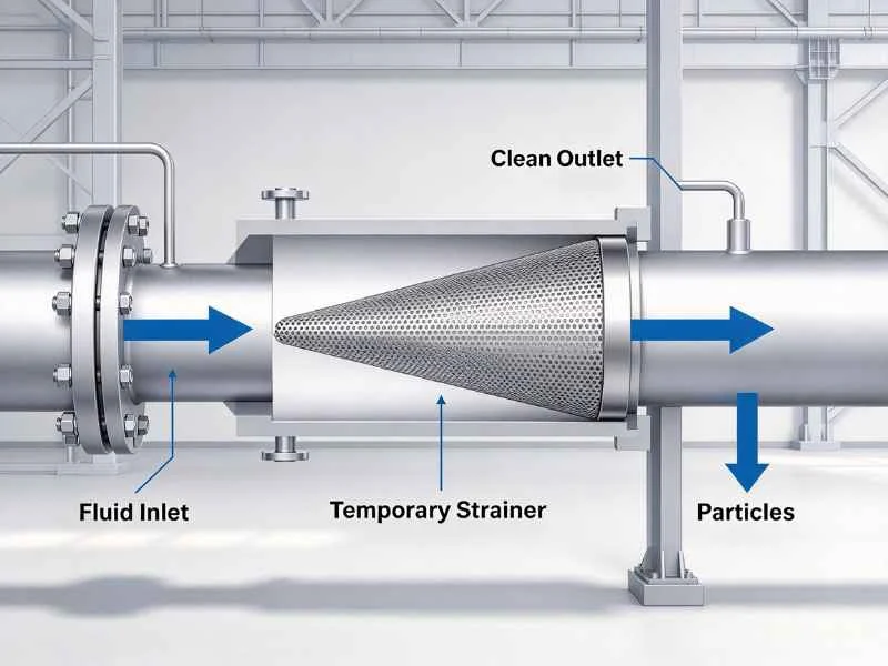 Temporary strainer working principle